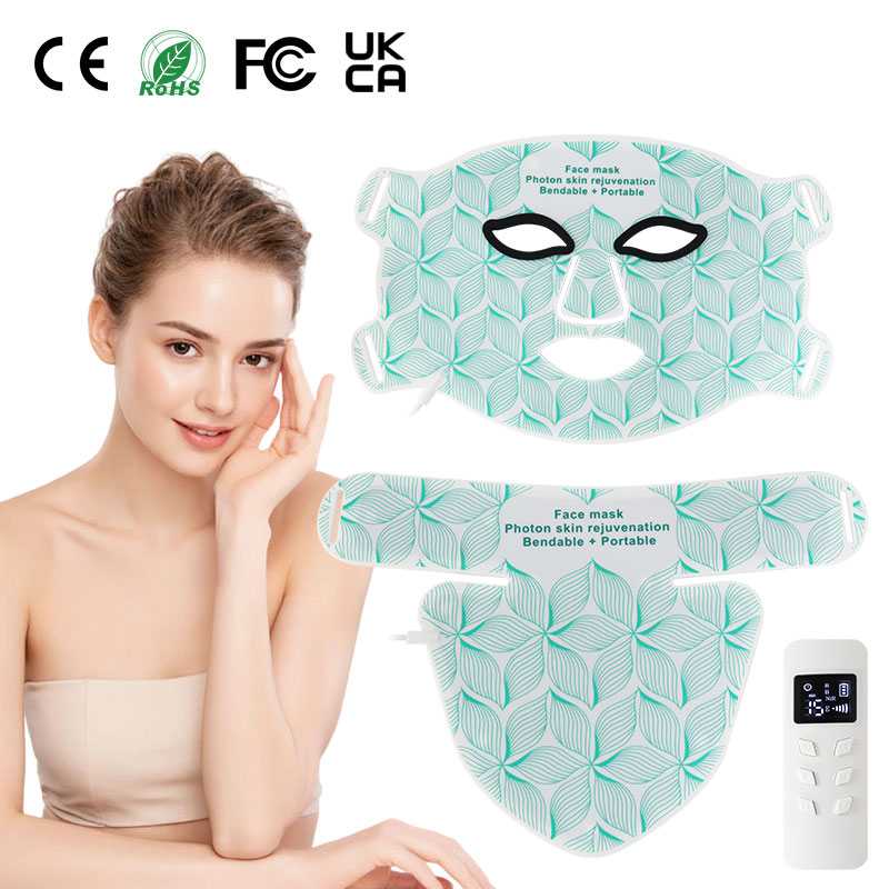 7 Color LED Light Therapy Mask 4-in-1 Medical Grade Silicone Infrared Face &amp; Neck Pad Mask for Home Use