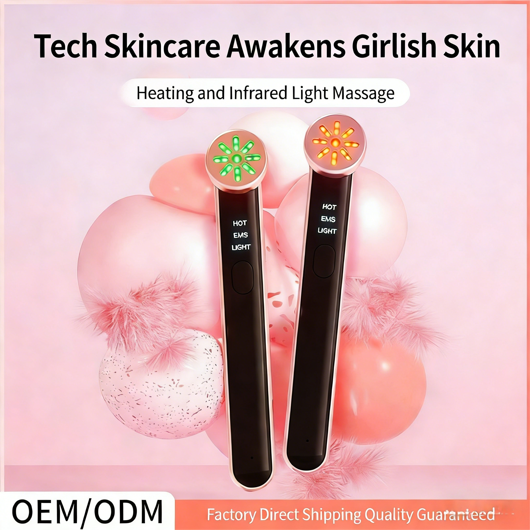 Professional 42C Heated EMS LED Eye Massage Wand for Fine Lines Dark Circles &amp; Puffiness Support CE RoHS Approved Device
