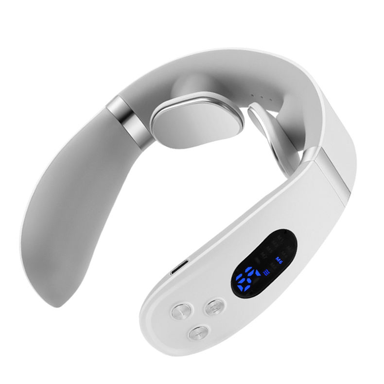 Custom LOGO USB Neck Massage Device Electronic Impulse Cervical Neck Shoulder Heat Therapy Neck Massager with LED Screen