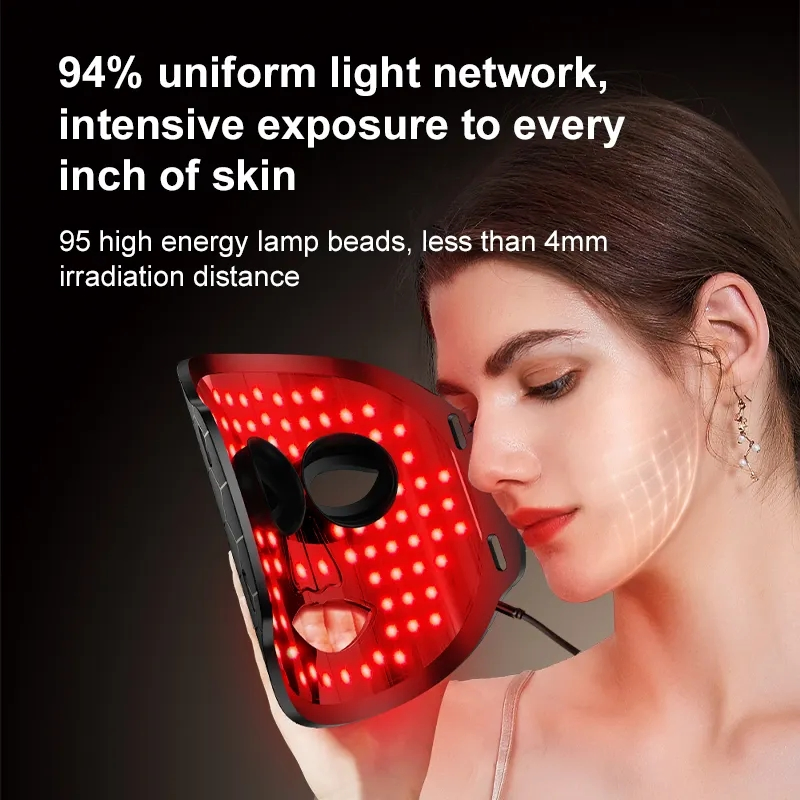 Wholesale 650nm 7 Colors Skin Rejuvenating Curved Red LED Light Therapy Silicone Face Mask