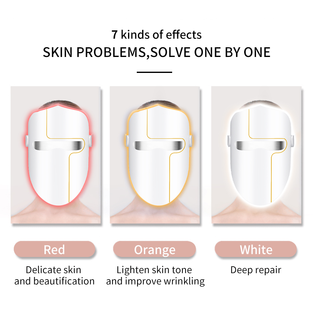 Rechargeable Wireless Beauty Infrared Skin Rejuvenation Face Light Home Portable 7 Color Photon Led Beauty Therapy Facial Mask