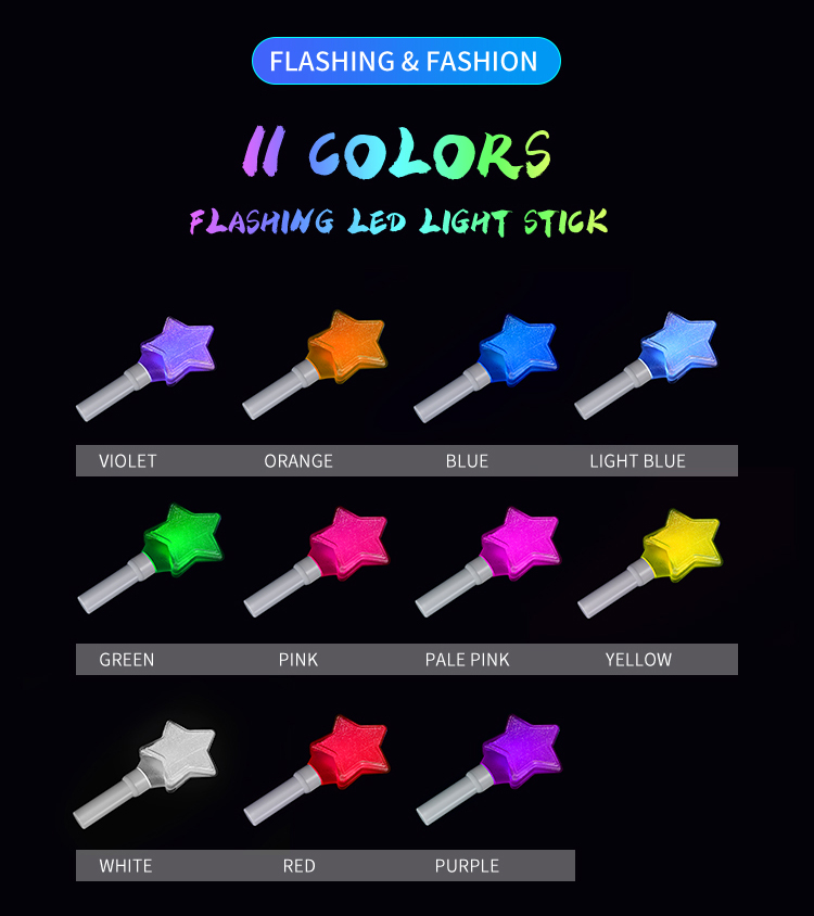 Wholesale Customizable Assorted Colors Flashing Led Light up Wand Magic Star Wand Heart Shape Glow Sticks Light-up Wand
