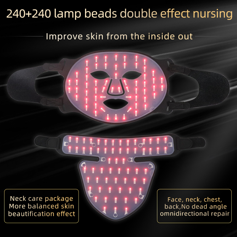 Sunsred Silicone Facial Led Mask Rechargeable PDT Photon Therapy 4 Colors Led Light Therapy Facial Neck Device