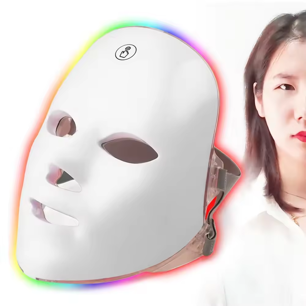 7 Colors LED Light Hand-Held Facial Mask Anti-Acne Whitening Wrinkle Removal Phototherapy Face Care US Plug