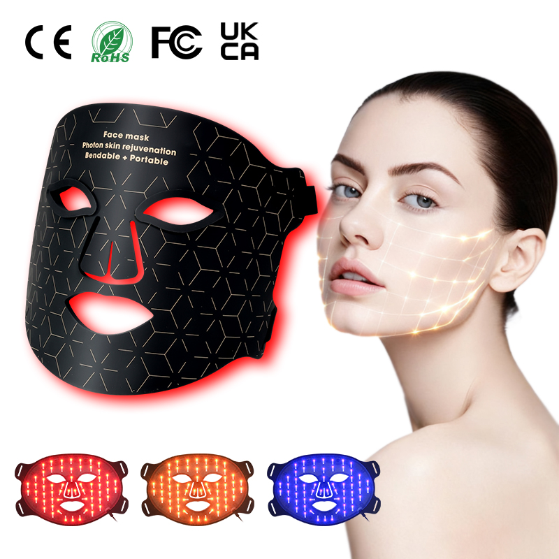 Wireless 4 Colors LED Red &amp; Infrared Light Therapy Silicone Face Mask for Home Use