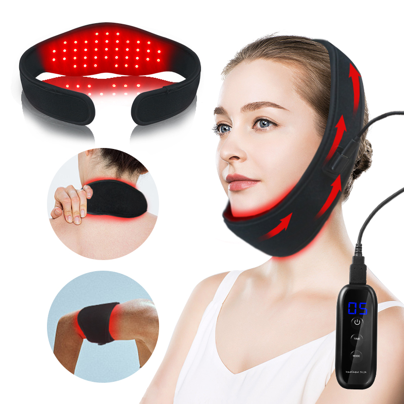 40 LED Red Light Infrared Therapy Neck Wrap with Neoprene-Soft Adjustable Design 20-Minute Auto Timer 2-in-1 for Home Use