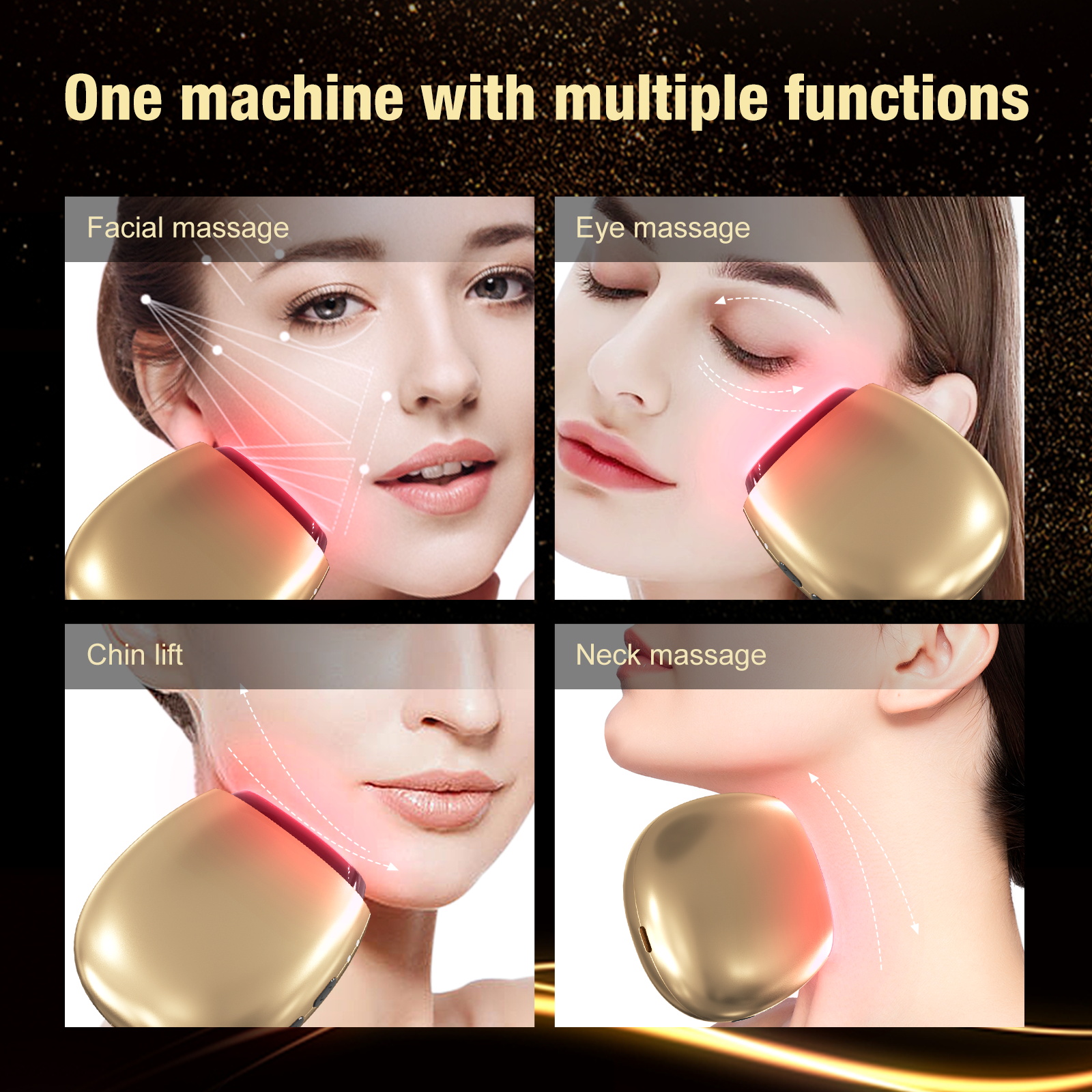 Red Light Therapy Wand for Face Neck Hands 3-Color LED Skin Tightening and Wrinkles Removal Massager