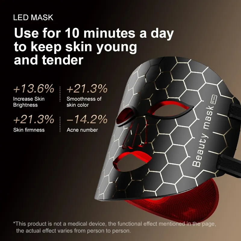 Wholesale 650nm 7 Colors Skin Rejuvenating Curved Red LED Light Therapy Silicone Face Mask