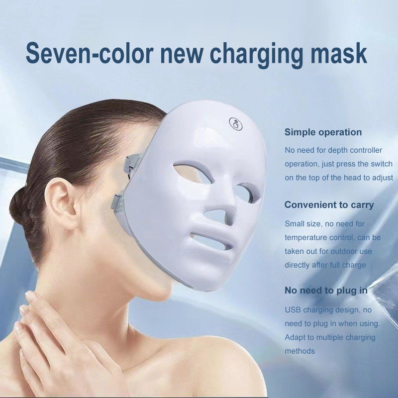 Custom Logo Power Rechargeable Wireless Infrared Seven-Color LED Face Mask Touch-Control