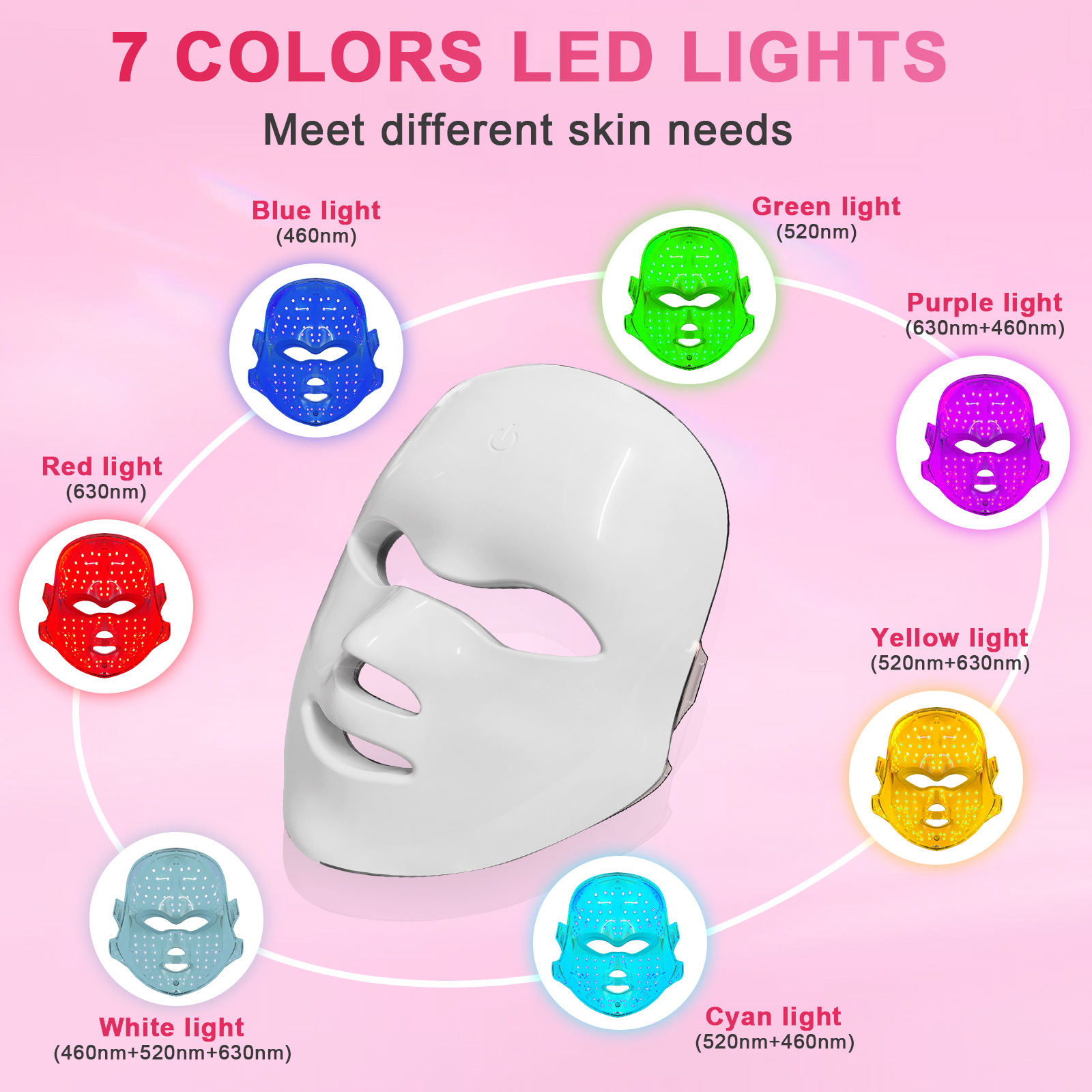 Led Mask 7-Color Wireless LED Light Therapy Anti-Aging Acne Treatment Facial Massager Skin Led Face Mask Led Facial Masks