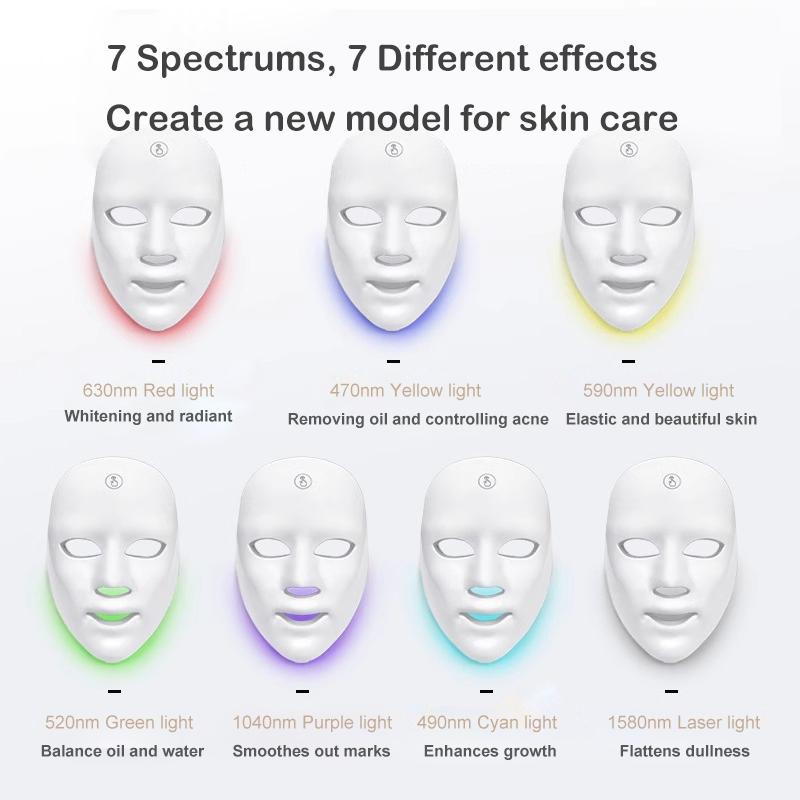 Custom Logo Power Rechargeable Wireless Infrared Seven-Color LED Face Mask Touch-Control