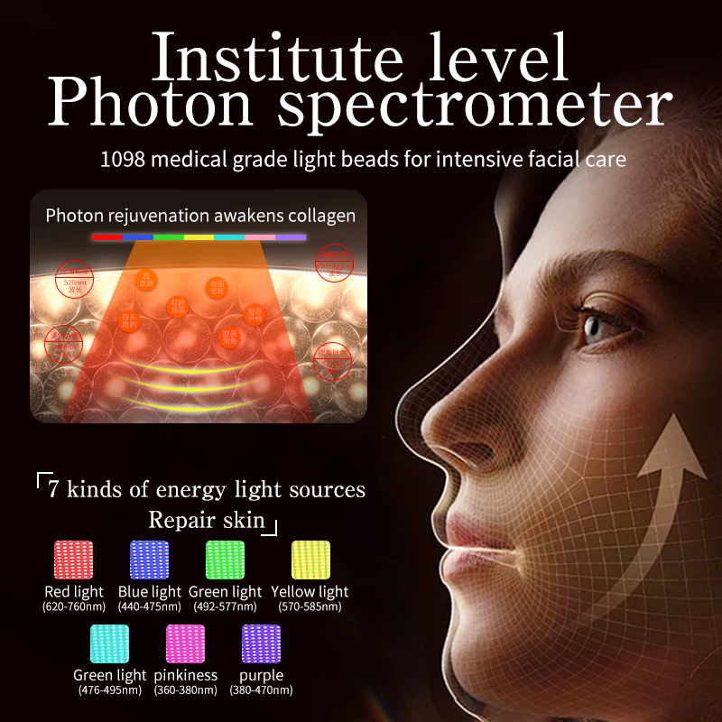 Professional 1098 Beads Facial Care 760nm Pdt Machine Red Led Face Light Therapy Device