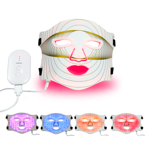 Private Label Hand Held Home Beauty Device OEM 4-Color LED Infrared Photon Therapy Silicone Facial Mask Skin Rejuvenation Acne