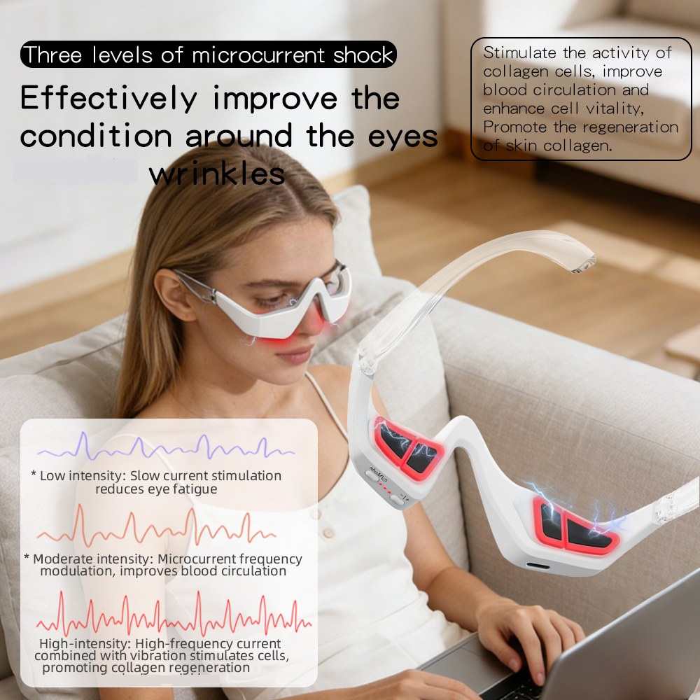 7 Colors 3D Eye Care Microcurrent Eye Therapy Glasses Eye Bags Dark Circles Removal Machine Under Eye Massager For Eye Bags