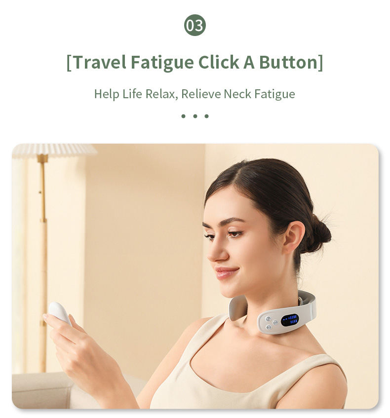 Custom LOGO USB Neck Massage Device Electronic Impulse Cervical Neck Shoulder Heat Therapy Neck Massager with LED Screen