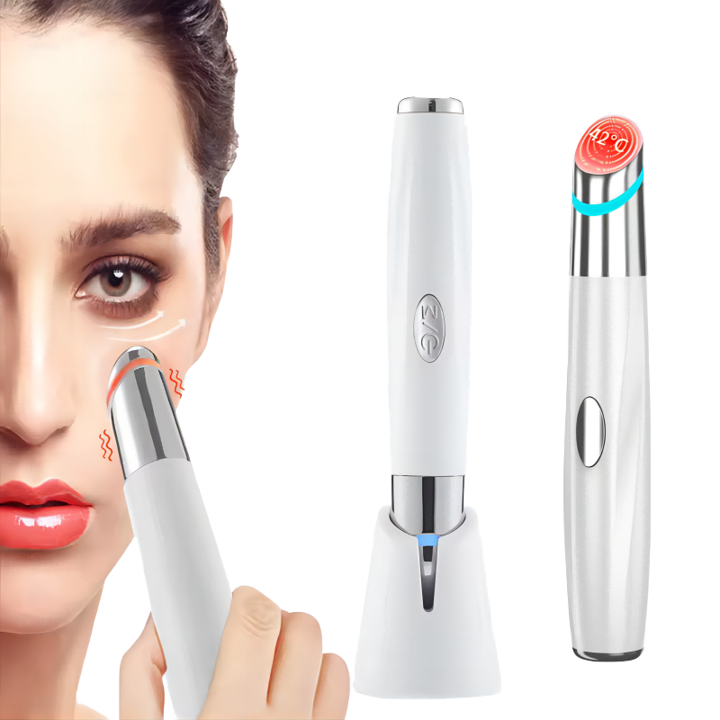 Eye Skin Care Heated Eye Facial Massager Red Light Therapy Wand for Dark Circles Puffiness Anti-Aging Wrinkles Skin Tightening