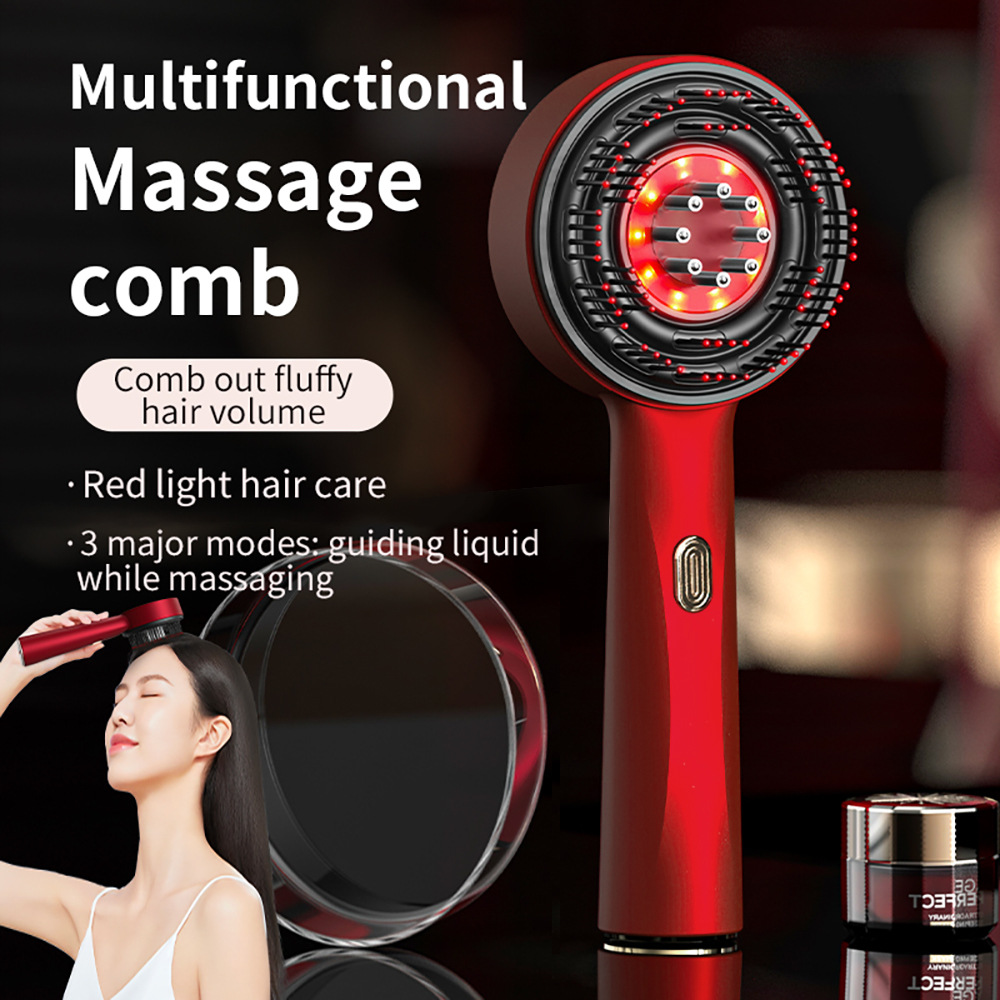 2024 New Hair Growth Applicator Hair Oil Comb Heating Electric Scalp Massage Brush Brush Electric Red Light