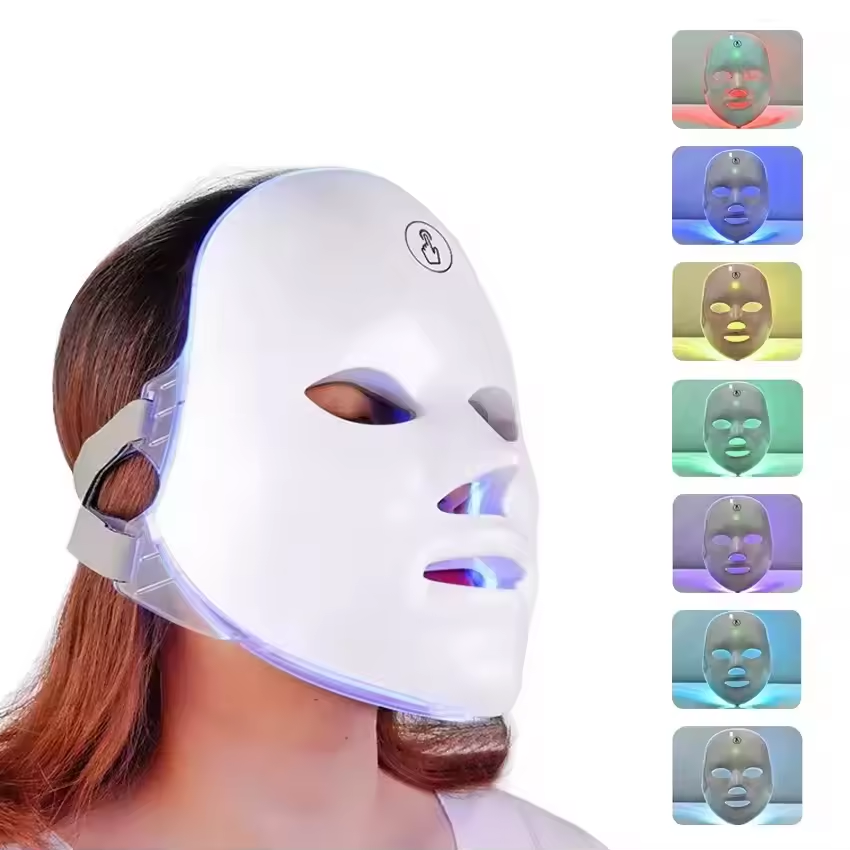 7 Colors LED Light Hand-Held Facial Mask Anti-Acne Whitening Wrinkle Removal Phototherapy Face Care US Plug