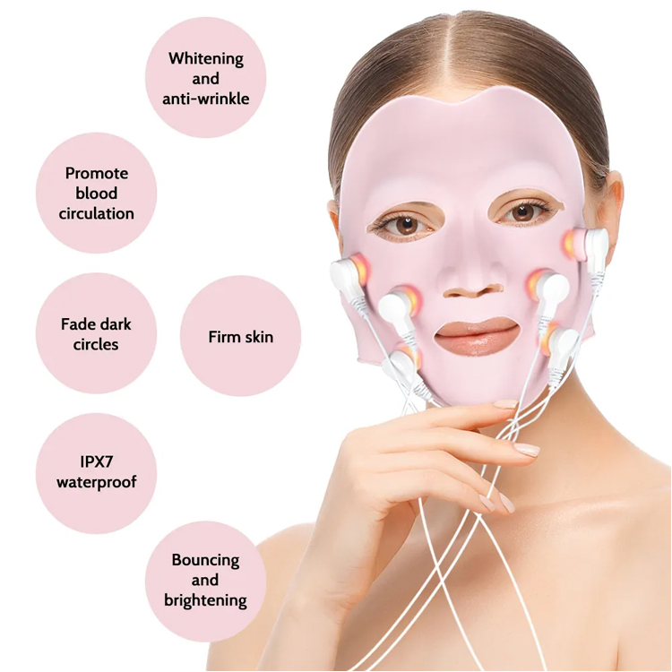 New Product Red LED Vibration Mask Facial Beauty Mask for Face Whitening Anti-Wrinkle Firm Skin Fade Dark Circles Skin Bouncing