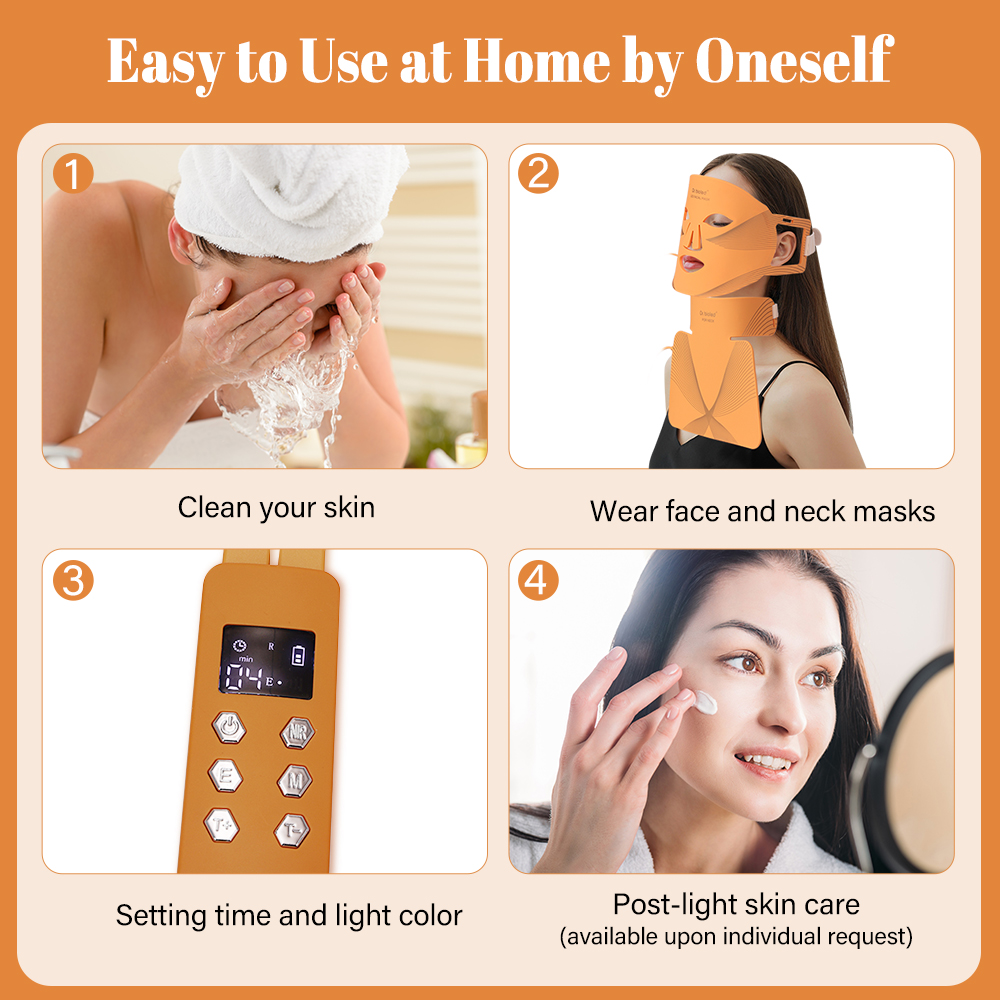 Silicone Led Facial Mask 8 Lights Therapy Photon Machine Rechargeable Foldable with 122 Lamps