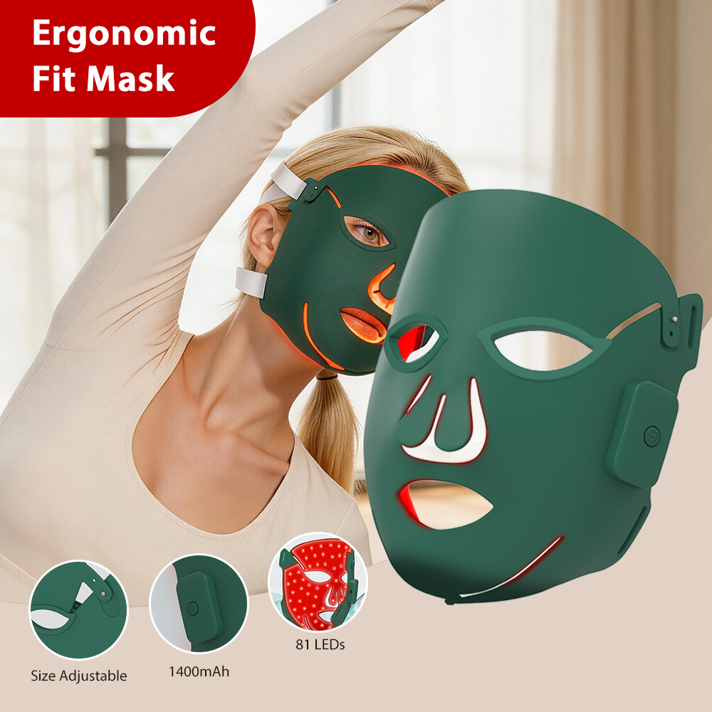 Redfy LED Facial Mask Comfortable Fit Adjustable Strap Device Portable Rechargeable Multi Spectrum Light Photon Therapy