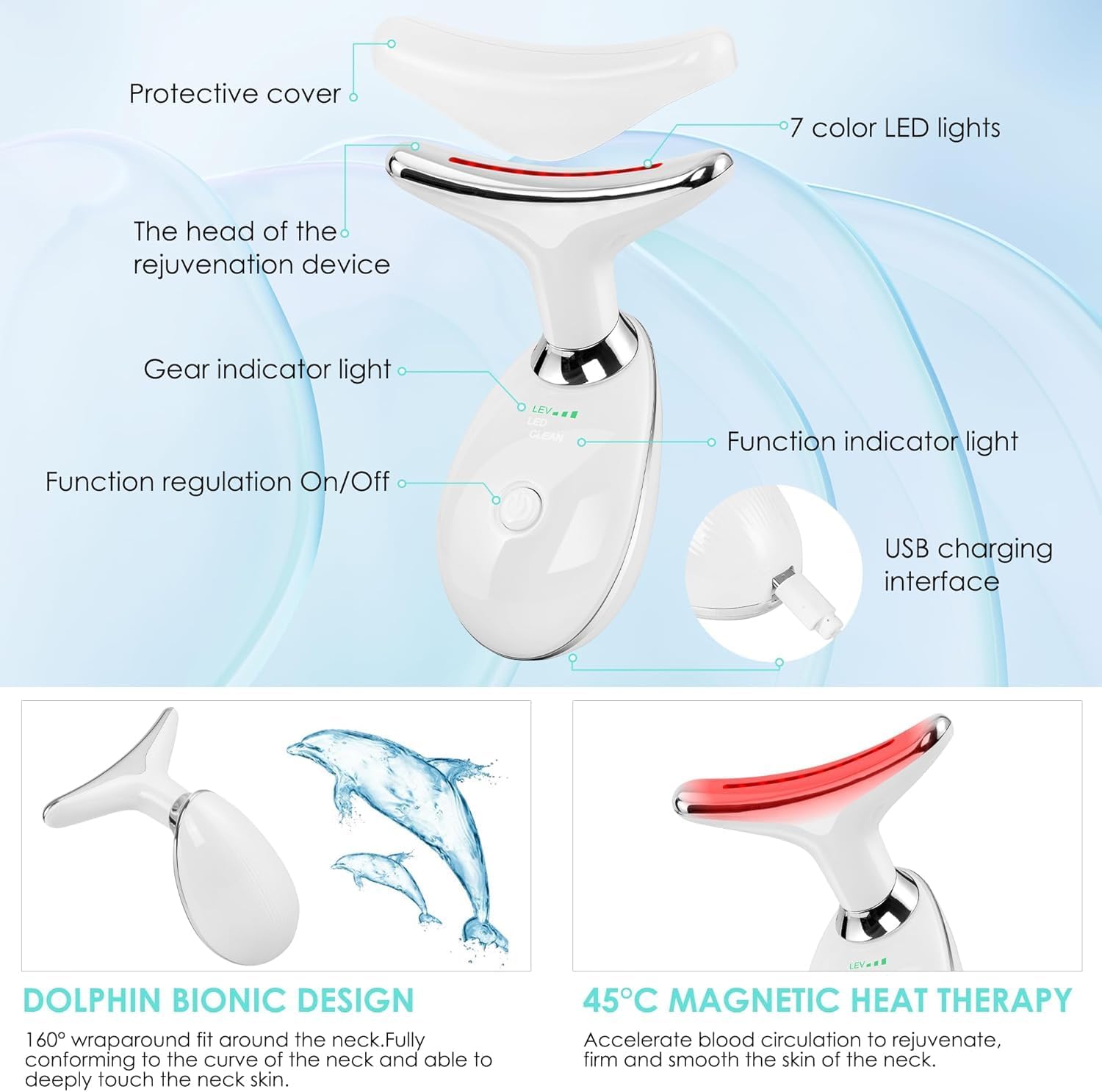 Face Neck Sculpting Wand Tool LED Light Therapy Massager for Lifting Toning Skin Anti Aging Gift