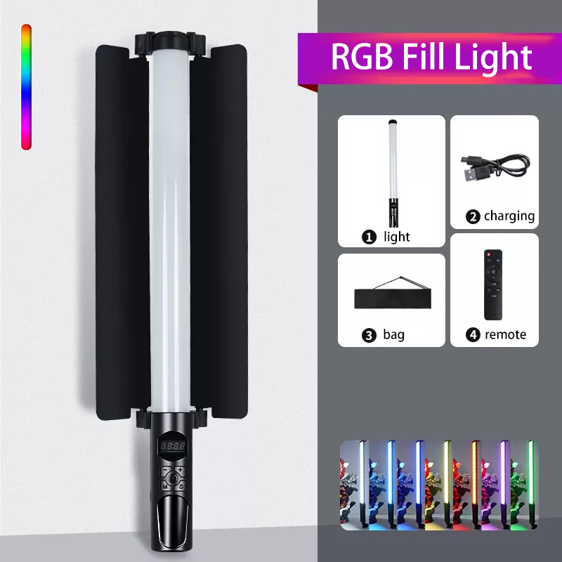 RGB Colorful Photo LED Stick Beauty Photography Fill Light Remote Control Handheld Light Wand Lighting