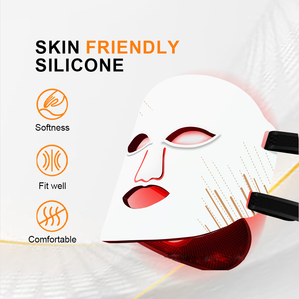 LED Facial Beauty Mask Removal Spa Care Red and 7-Color Light Wireless Facial Massager for Skin Care