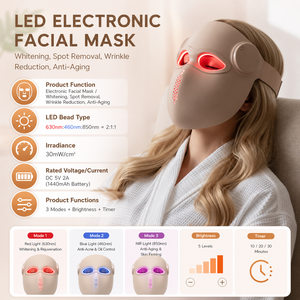 Wireless Control Hand Held Red Light Therapy Mask 3 Modes Silicone LED For Whitening Acne Treatment Skin Rejuvenation Skin Care