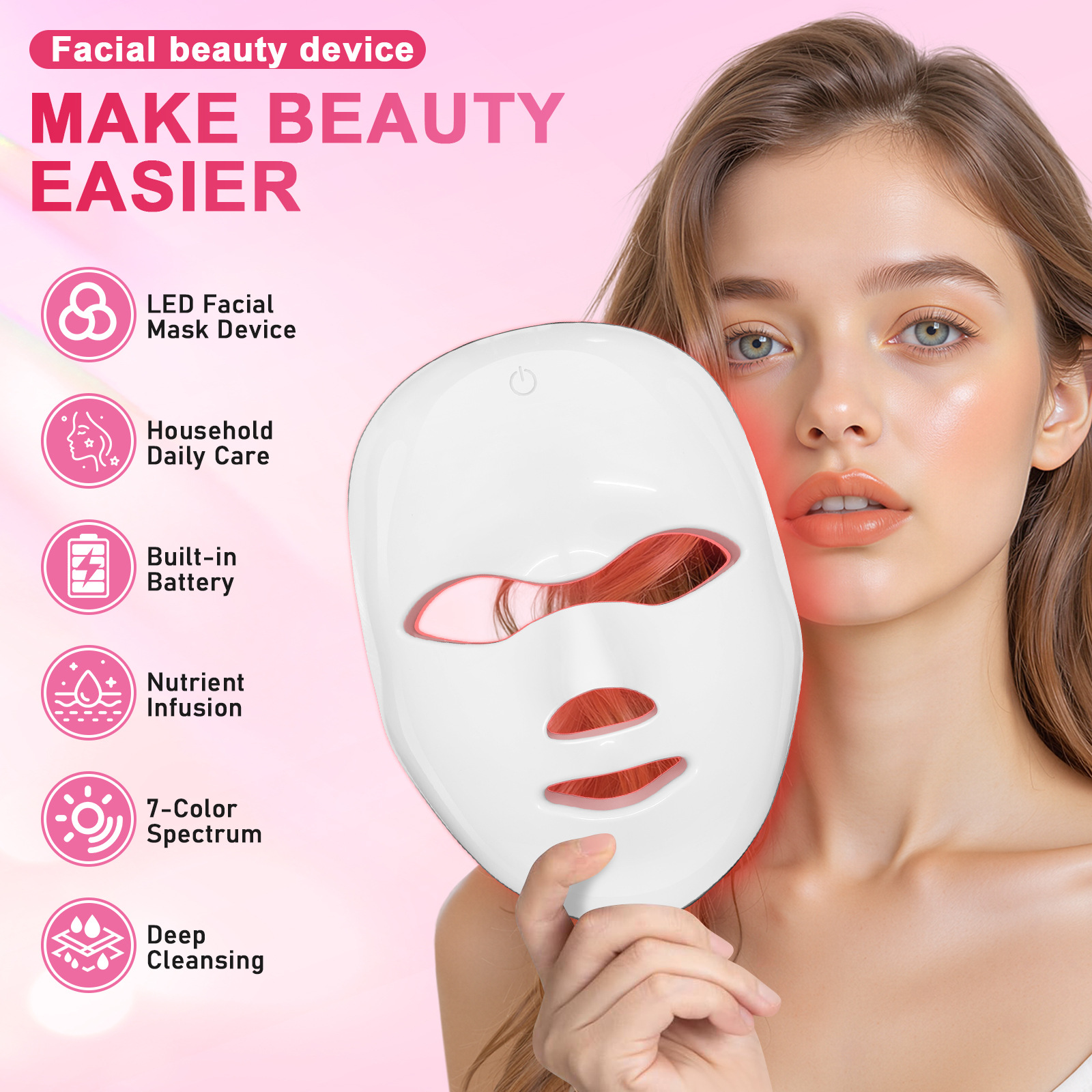 Led Mask 7-Color Wireless LED Light Therapy Anti-Aging Acne Treatment Facial Massager Skin Led Face Mask Led Facial Masks