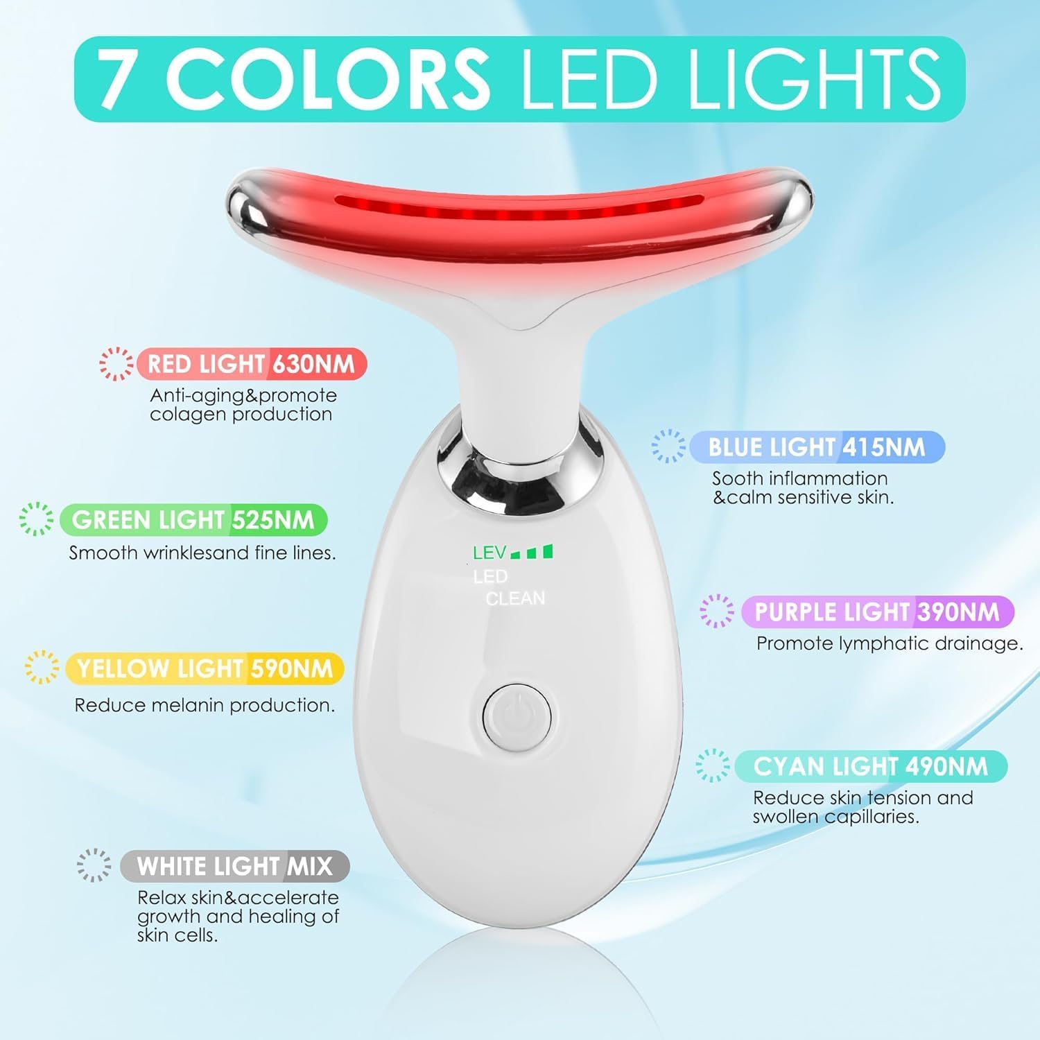 Face Neck Sculpting Wand Tool LED Light Therapy Massager for Lifting Toning Skin Anti Aging Gift