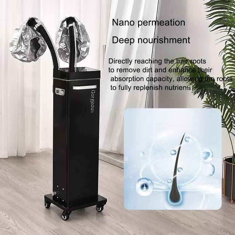 Salon Beauty Equipment Double Tube Nano Spray Micro Mist Hair Steamer Machine Hair Scalp Care Device Ozone Portable LED Display
