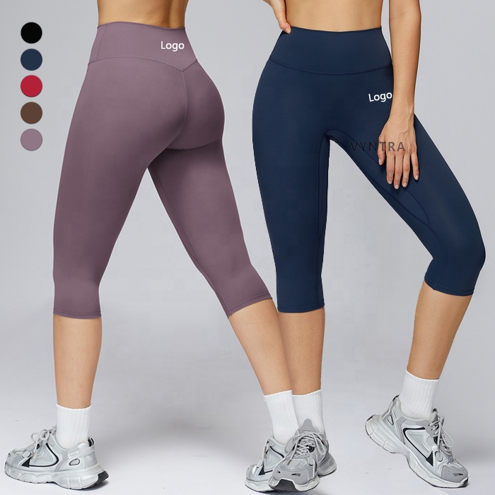 Women Workout Quick Drying Compression Butt Lift Tights Sports High Waist Tummy Control Leggings Gym Athletic Yoga Capri Pants