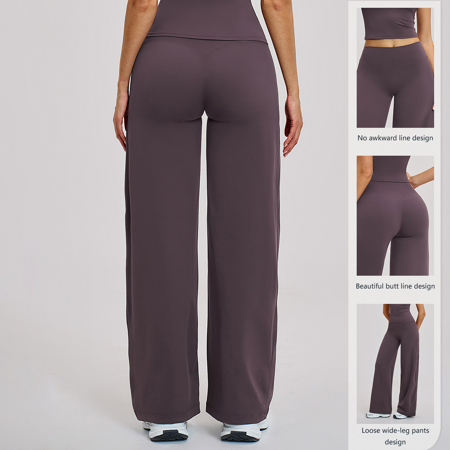 Custom Logo Women's Fleece Wide Leg Sports Pants Women Fold Over Waist Flare Leg No Front Seam Boot Cut Yoga Pants Leggings