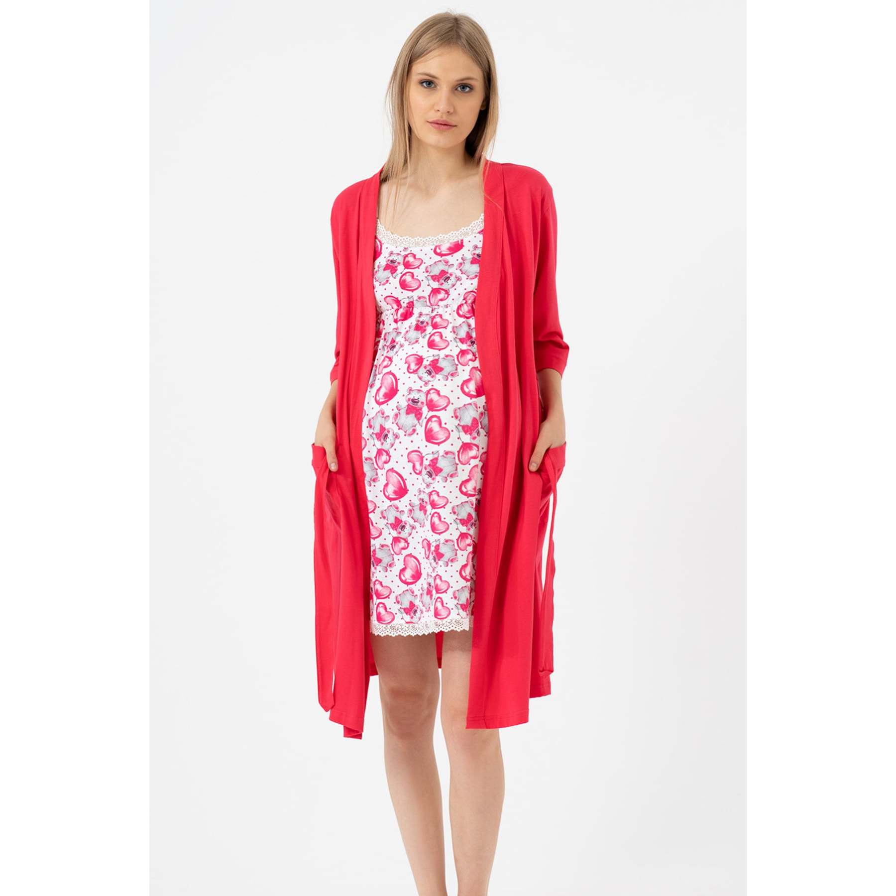Women's 3/4 Sleeve Maternity Robe Set