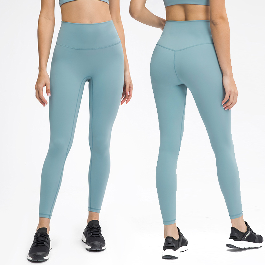 Women's High Waist Cropped Pants Double-Layered Brushed Skinny Yoga Pants Front No T-line Seam European USA Sizes Solid Pattern