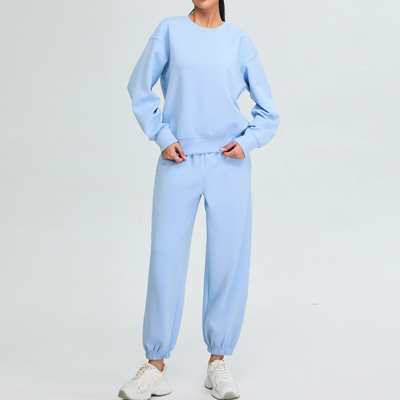 2025 Fall Winter Spandex/Nylon Lounge Set Women Loose Fit Breathable Hoodie Yoga Outfit Front Soft Comfortable Casual Sportswear