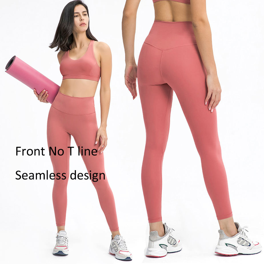 Women's High Waist Cropped Pants Double-Layered Brushed Skinny Yoga Pants Front No T-line Seam European USA Sizes Solid Pattern