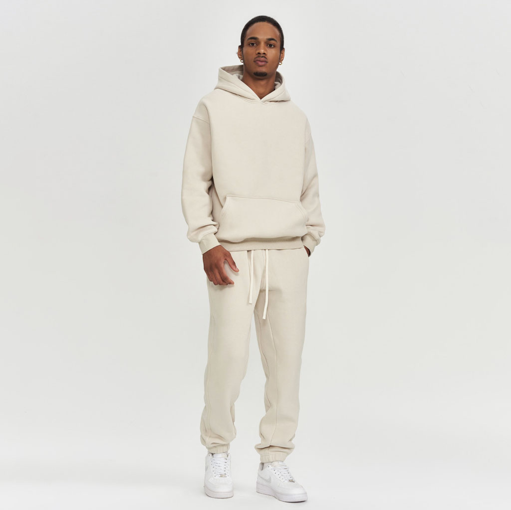High Quality Unisex 350G Hoodie Set Oversized Solid Color Pullover Loose Jogging Sweatsuit Plus Size Sweatpants And Hoodie Set