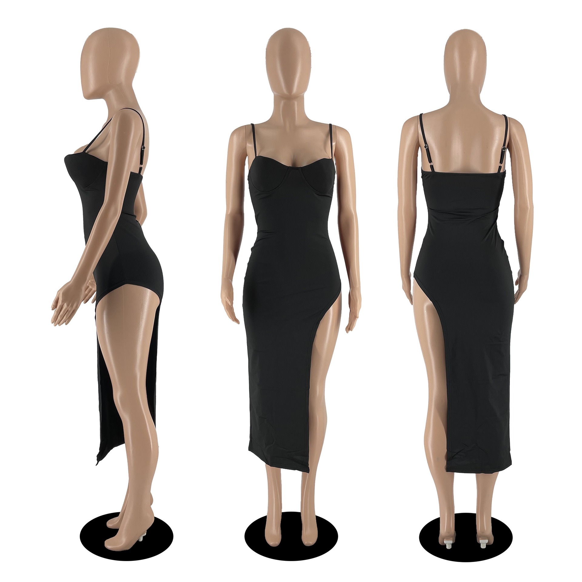Women's Casual Street Wear Summer Dresses 2024 Solid Color Chiffon Skinny Fitted &amp; Sexy Plus Size Clothing