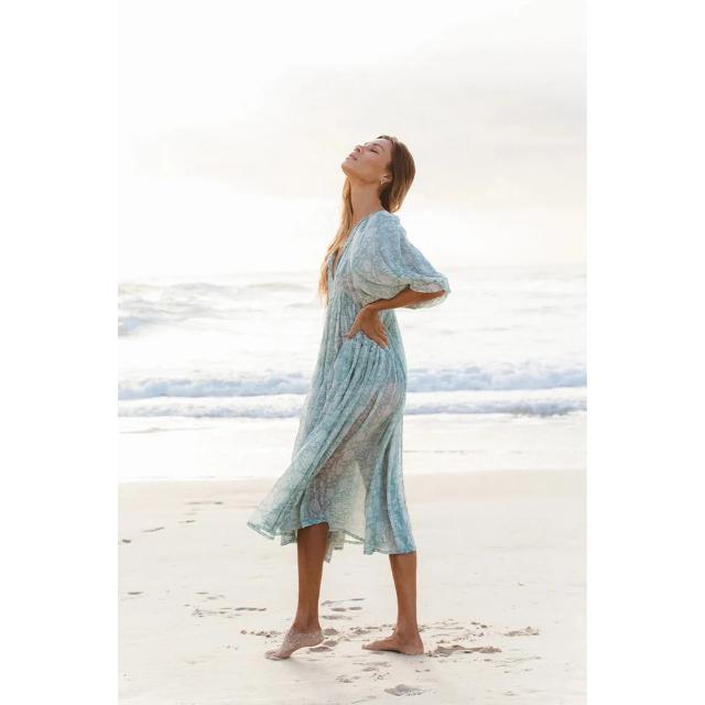Amorzinho Handmade Cotton Printed Midi Maternity Casual Designer Indo-western Dress Stylish Comfortable Eco-Friendly Natural