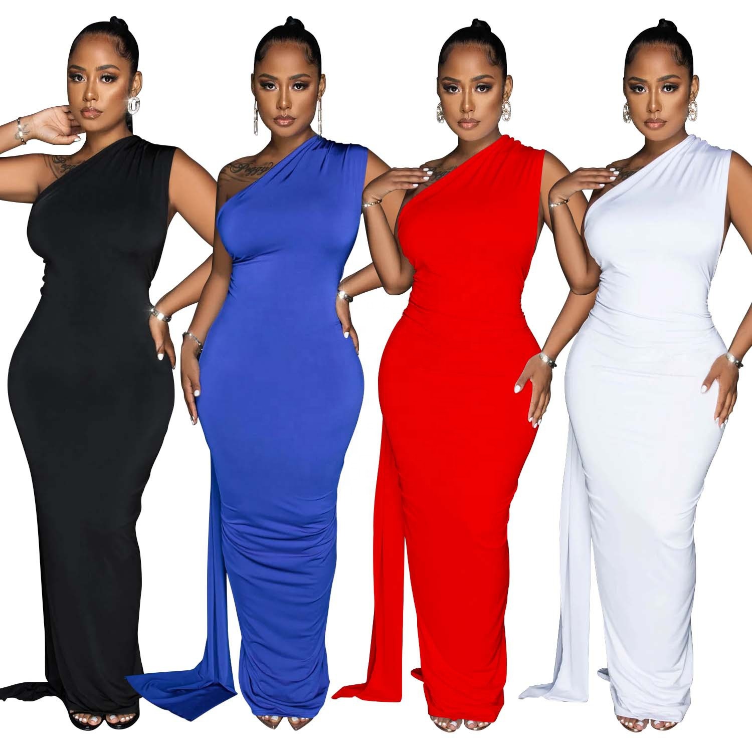 Pure Color Women's Clothing Dress Sexy Backless Maxi Dress Lady Party Evening Dress