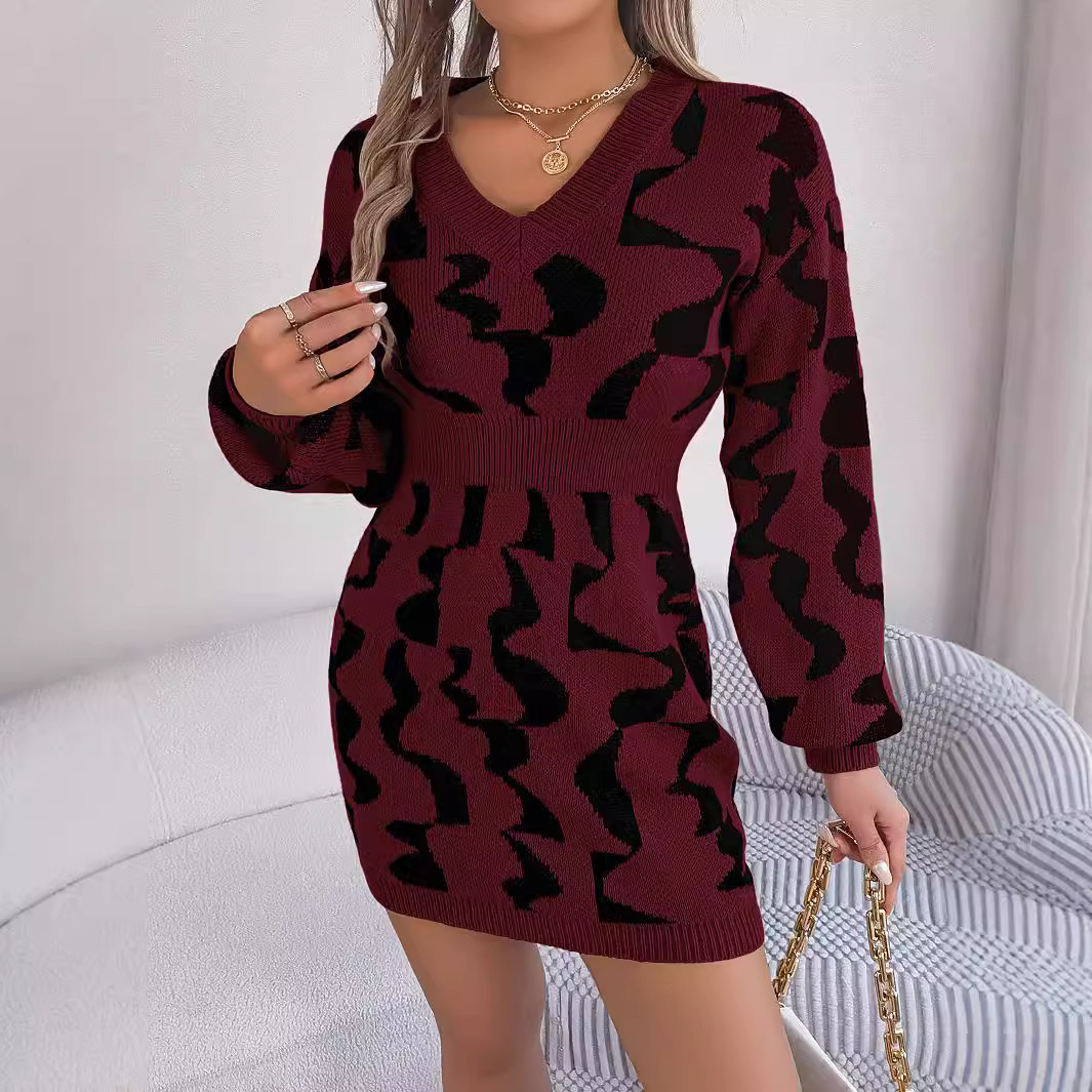 KinLing New Arrivals Popular Wool/Acrylic Sweater Dress Regular Sleeve Autumn Winter Women's Clothing Flowers Embroidery Knitted