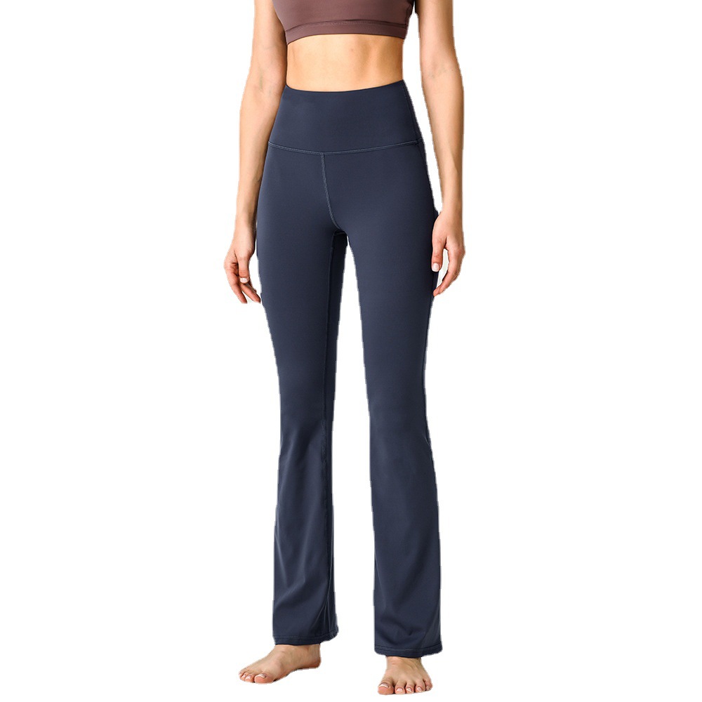 High Waist Solid Yoga Pants Women's High Elastic Casual Slimming Naked Sports Fitness Quick-drying Flared Sweat Yoga Pants