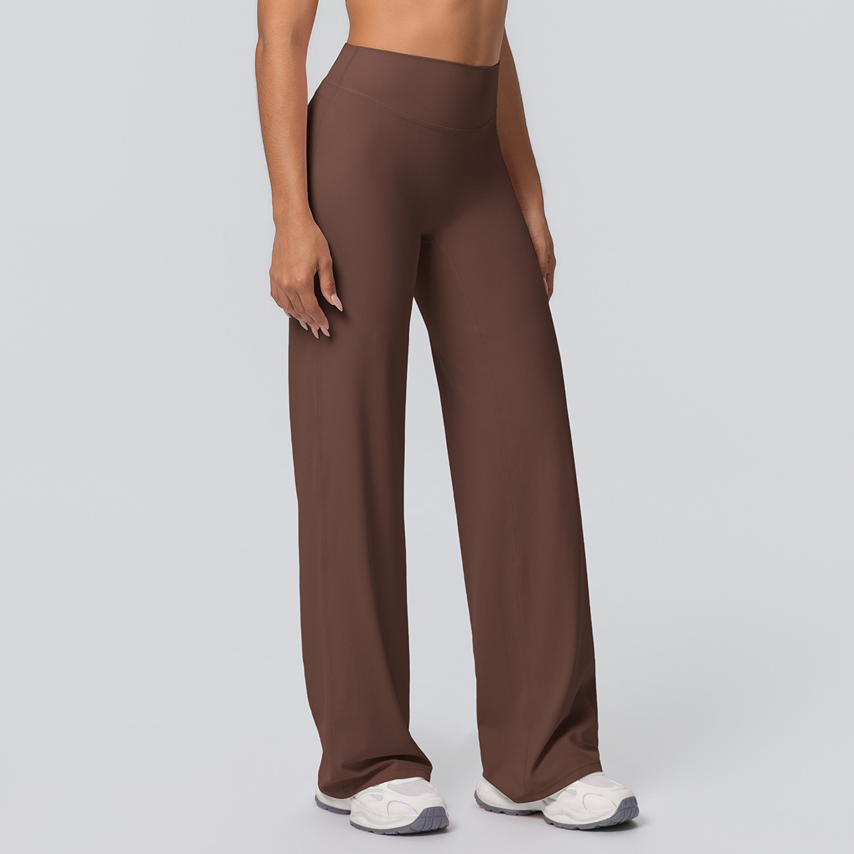 Women's New Double Brushed Solid Color High Waist Loose Breathable Yoga Wide Leg Pants, Running Fitness Flared Pants