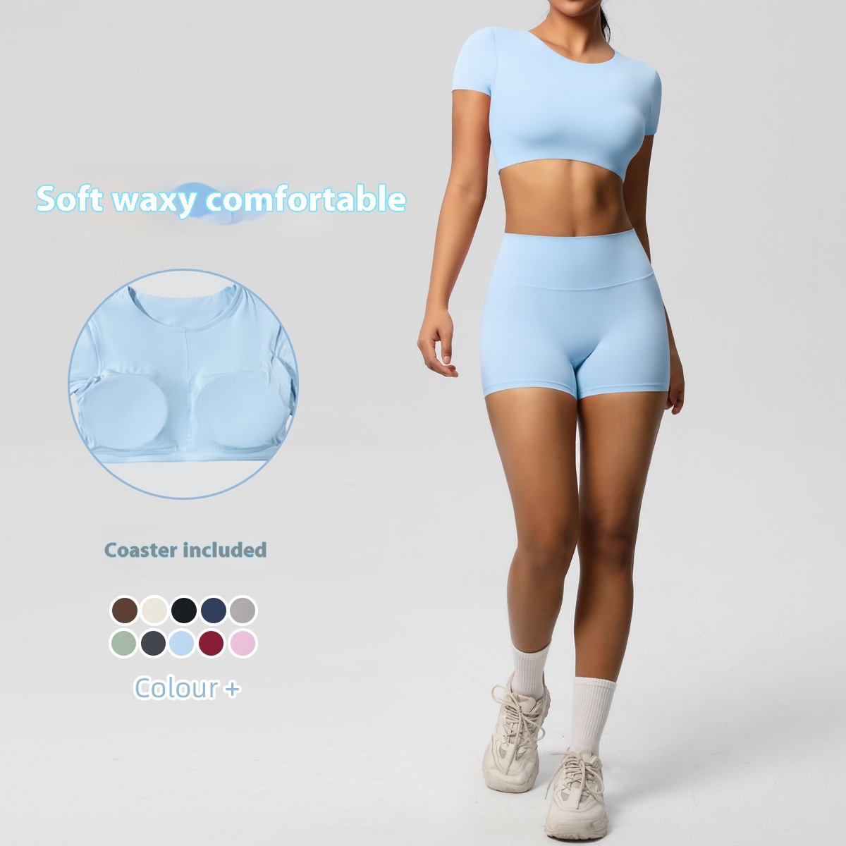 OEM ODM Breathable Nylon Activewear 6 Pieces Plain Tight Pants Workout Suits Slim Fit Womens Fitness Yoga Sets
