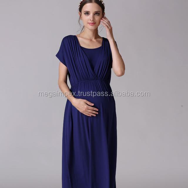 2026 Plus Size Pregnant Women Fashion Mandarin Collar Chiffon Maternity Dress Cashmere Lace Double-Layer Collar Button