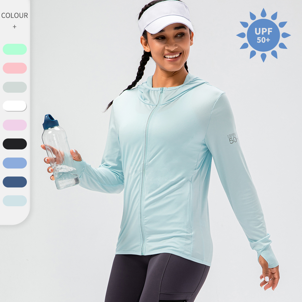 UPF 50+ UV Sun Protection Jacket Women Zip up Hoodie Long Sleeve Breathable Outdoor Clothes Fishing Running Jacket