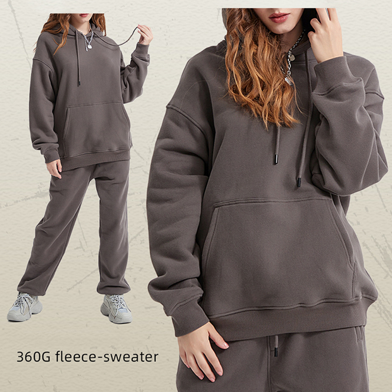 Women's High Quality Autumn Oversize Falling Shoulder Sleeves Sweatshirt Thick Knitted Hooded Hoodies Wholesale Low Price Custom