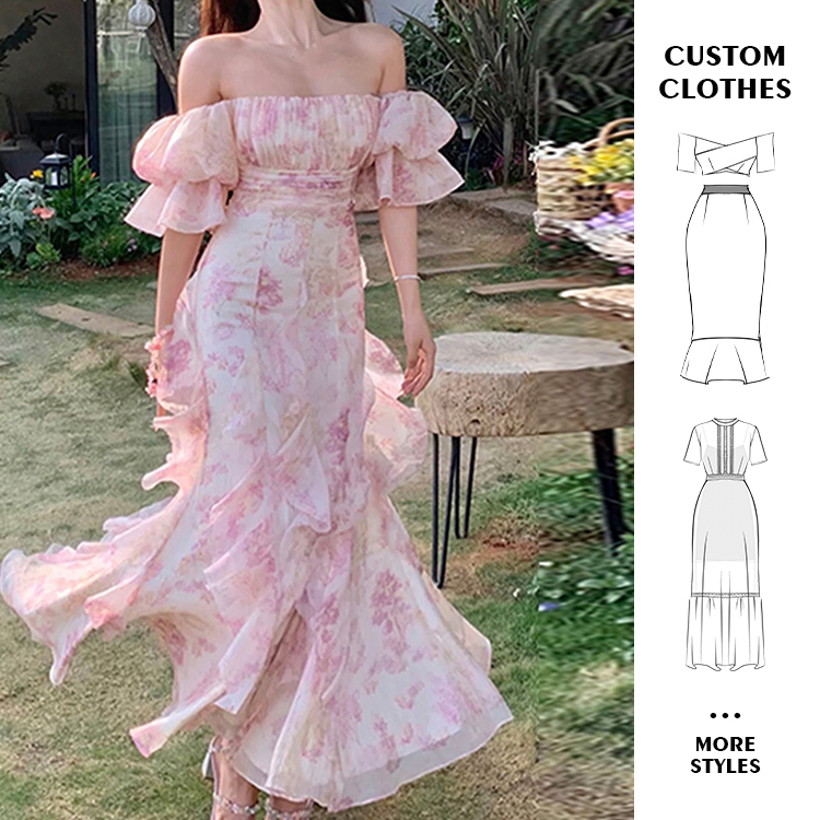 Fashion Summer New Arrivals Formal Knitted Custom Ladies Dress for Womens Clothing Lady Elegant Floral Women's Casual Dresses